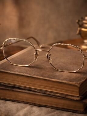 Vintage 1950s 12K Gold Filled Filigree Octagon Eyeglasses | Ornate Rare Frames